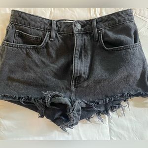 Mini faded black denim shorts
